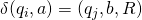 \delta(q_i, a) = (q_j, b, R)