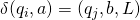 \delta(q_i, a) = (q_j, b, L)