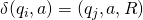 \delta(q_i, a) = (q_j, a, R)